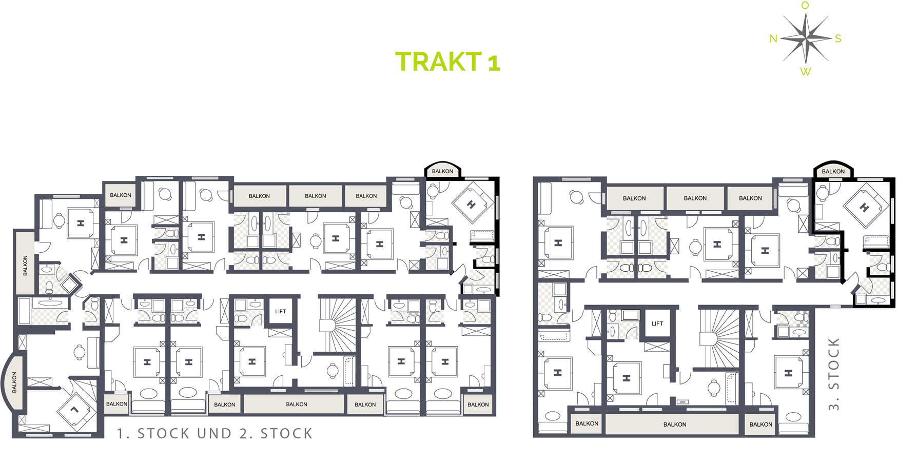 Wing 1 - 1st floor, 2nd floor and 3rd floor